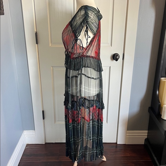 Free People plaid front tie cover up - Picture 3 of 7